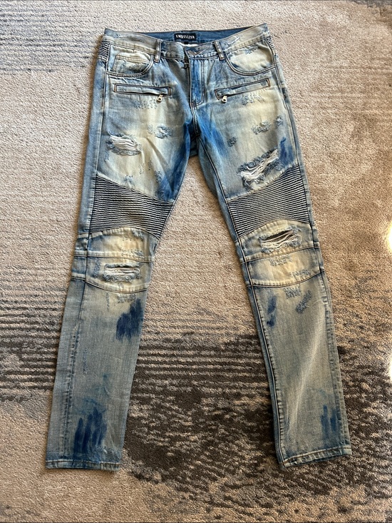 Embellish Other - Embellish brand size 34 Distressed Light Blue Men’s Jeans with Ribbed Knee Panel